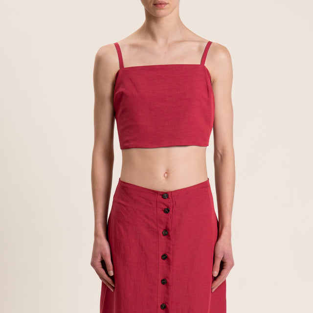 Tensione in-Completo top e gonna misto lino - rosso