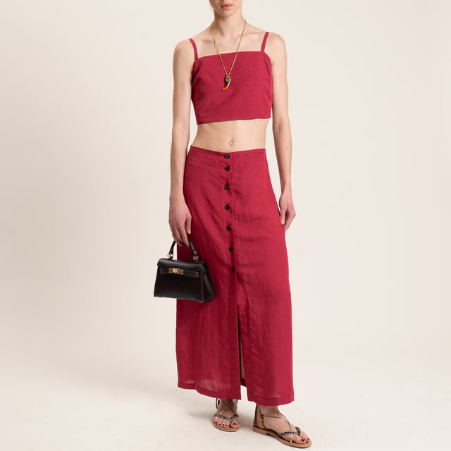 Tensione in-Completo top e gonna misto lino - rosso