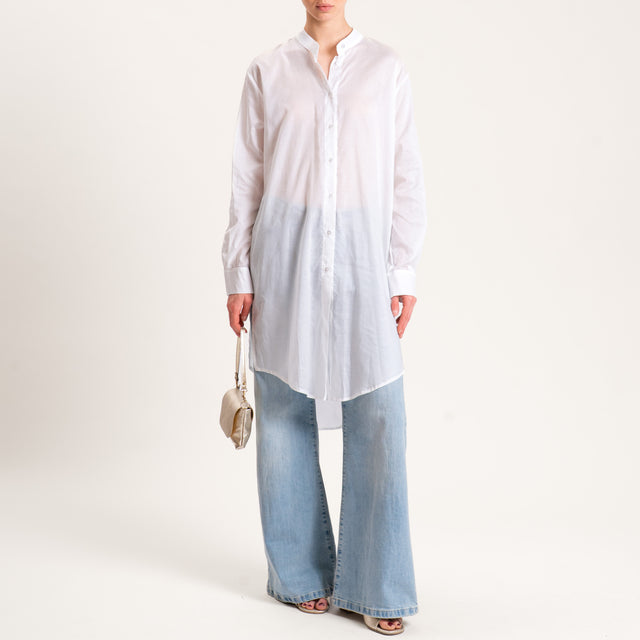 Tensione in-Camicia oversize collo coreana mussola tencel - bianco