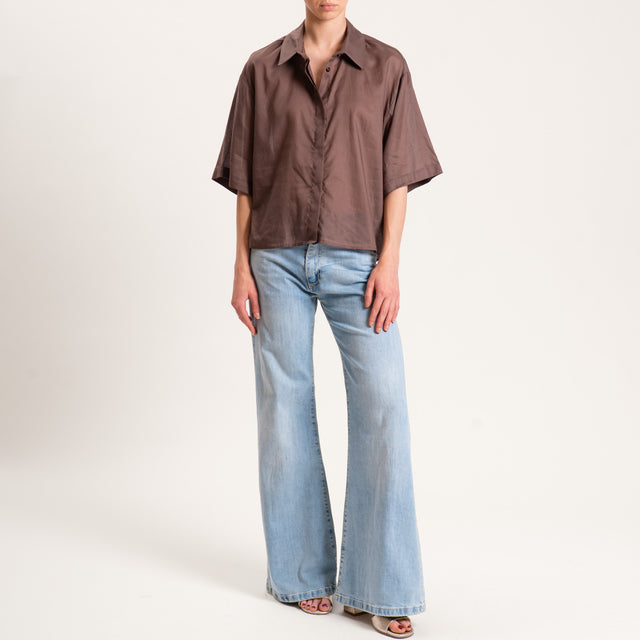 Tensione in-Camicia mussola tencel mezza manica - moka