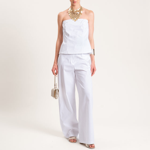 Tensione in-Completo top e pantalone cotone elastico - bianco