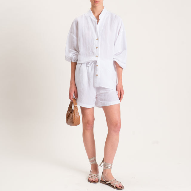 Tensione in-Completo camicia e shorts misto lino - bianco