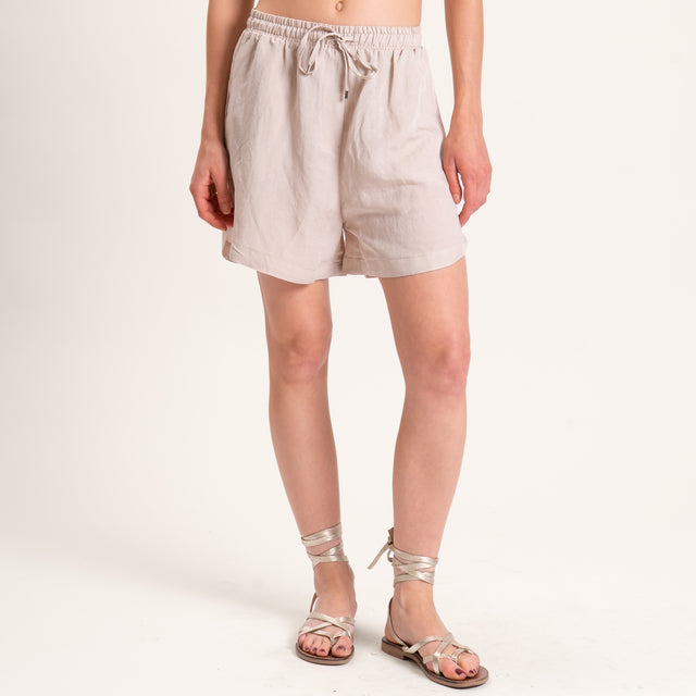 Tensione in-Completo camicia e shorts misto lino - gesso