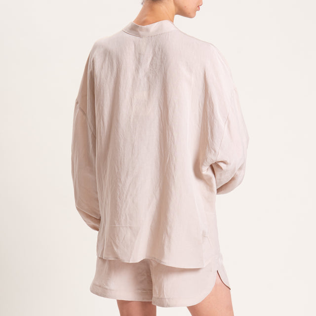 Tensione in-Completo camicia e shorts misto lino - gesso