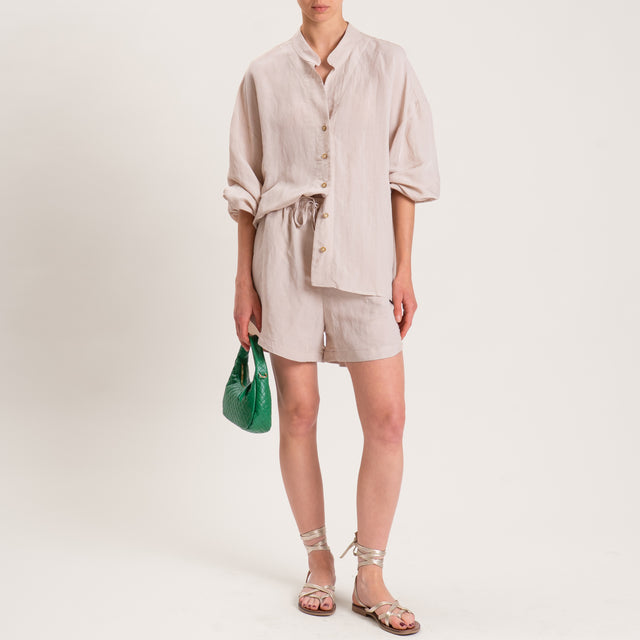Tensione in-Completo camicia e shorts misto lino - gesso