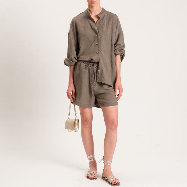 Tensione in-Completo camicia e shorts misto lino - militare