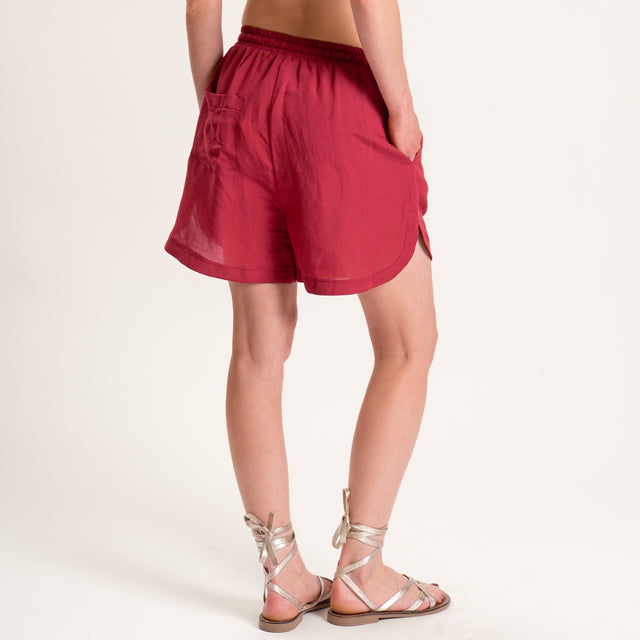 Tensione in-Completo camicia e shorts misto lino - rosso