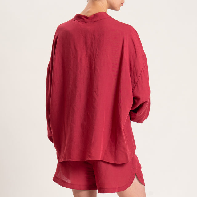 Tensione in-Completo camicia e shorts misto lino - rosso