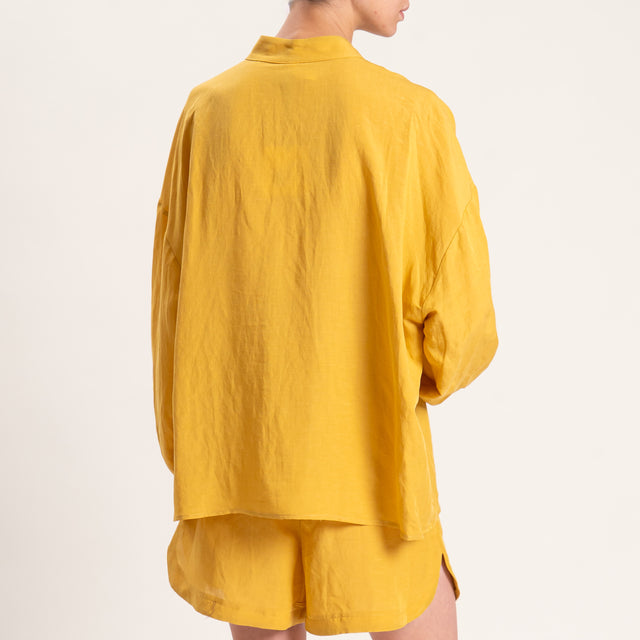 Tensione in-Completo camicia e shorts misto lino - zafferano