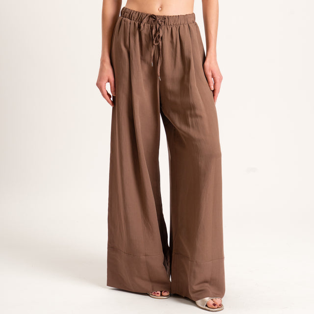 Tensione in-Completo top e pantalone misto lino - tabacco