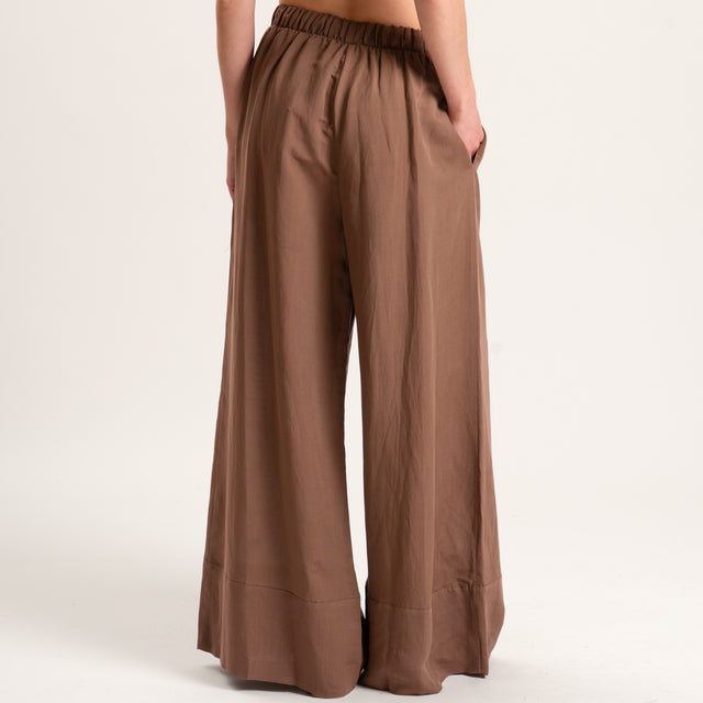 Tensione in-Completo top e pantalone misto lino - tabacco
