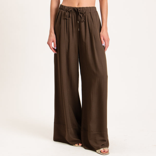 Tensione in-Completo top e pantalone misto lino - moro