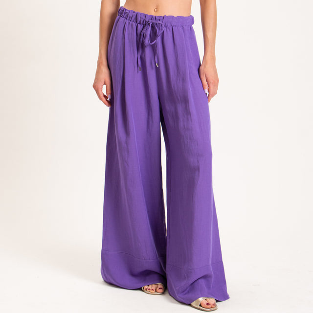 Tensione in-Completo top e pantalone misto lino - viola