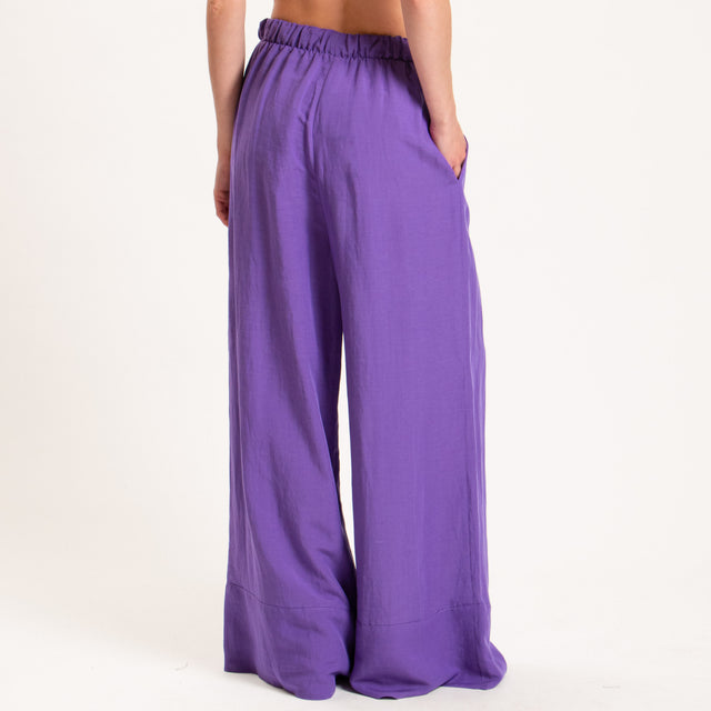 Tensione in-Completo top e pantalone misto lino - viola