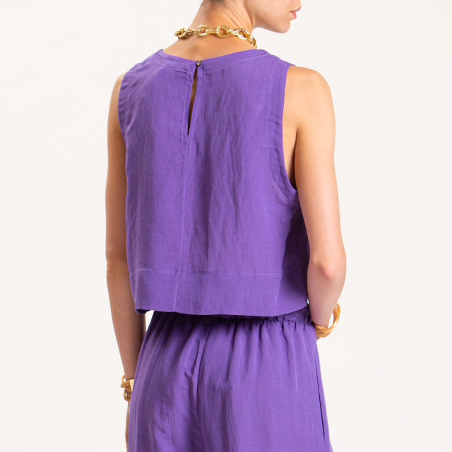 Tensione in-Completo top e pantalone misto lino - viola