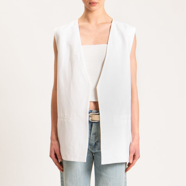 Tensione in-Gilet misto lino - bianco