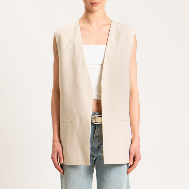 Tensione in-Gilet misto lino - gesso