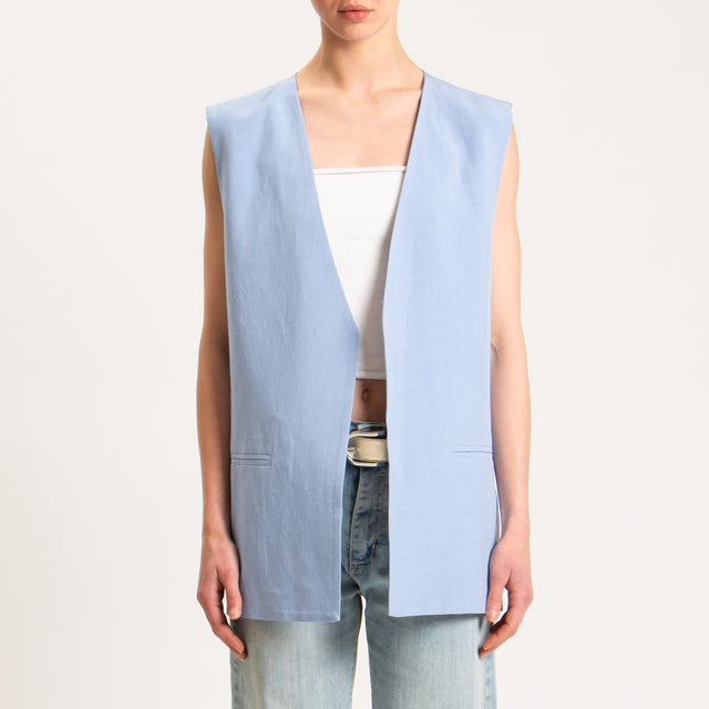 Tensione in-Gilet misto lino - celeste