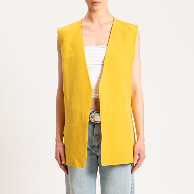 Tensione in-Gilet misto lino - zafferano