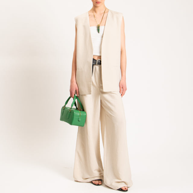 Tensione in-Gilet misto lino - gesso