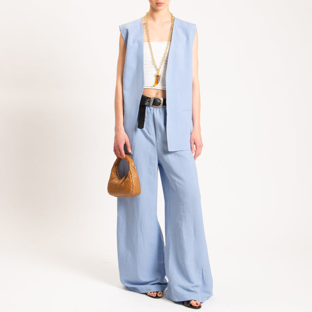 Tensione in-Gilet misto lino - celeste