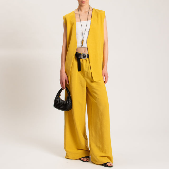 Tensione in-Gilet misto lino - zafferano