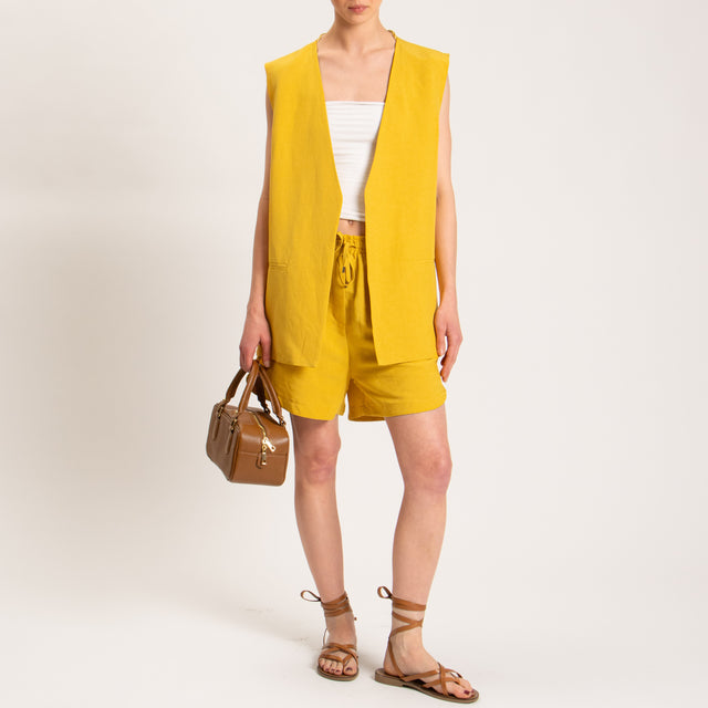 Tensione in-Gilet misto lino - zafferano