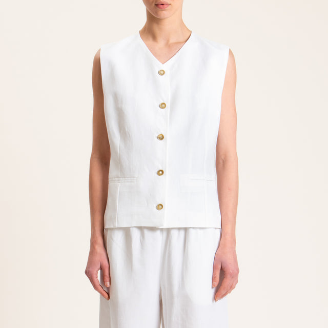 Tensione in-Gilet misto lino - bianco