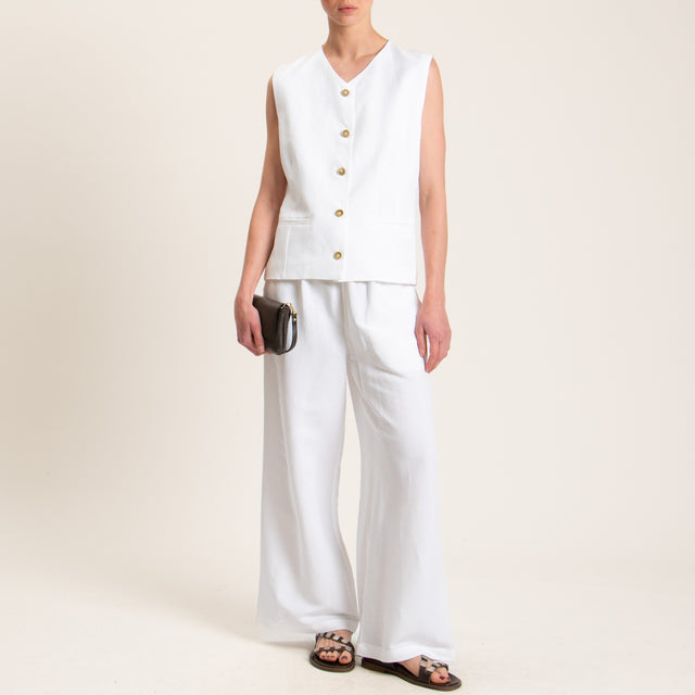 Tensione in-Gilet misto lino - bianco