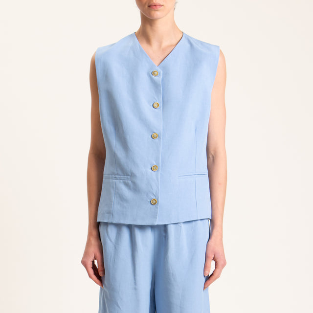Tensione in-Gilet misto lino - celeste