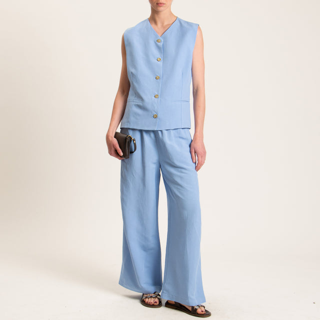 Tensione in-Gilet misto lino - celeste
