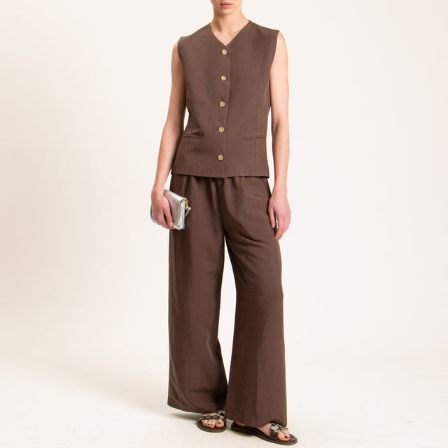 Tensione in-Gilet misto lino - moro