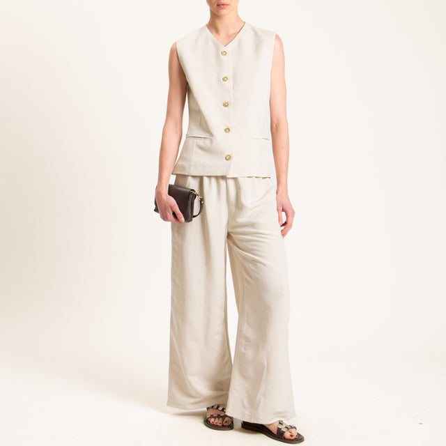 Tensione in-Gilet misto lino - gesso