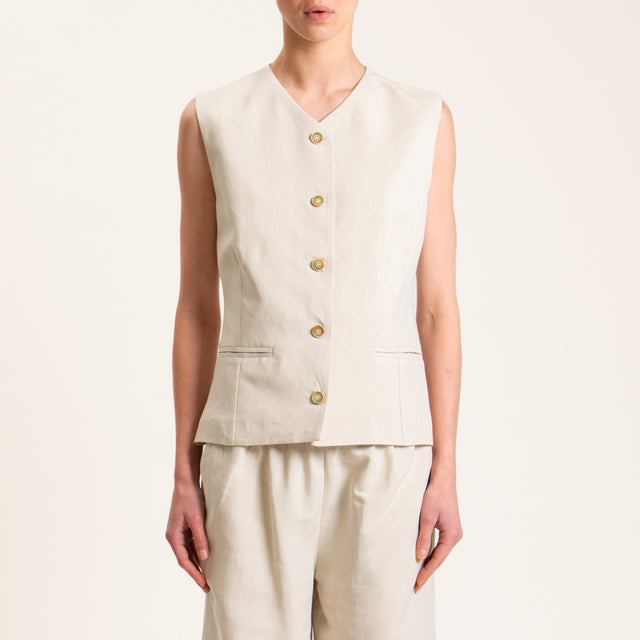 Tensione in-Gilet misto lino - gesso