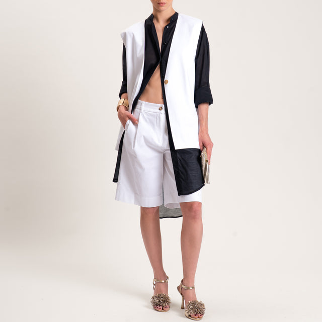 Tensione in-Gilet un bottone oversize cotone elasticizzato - bianco