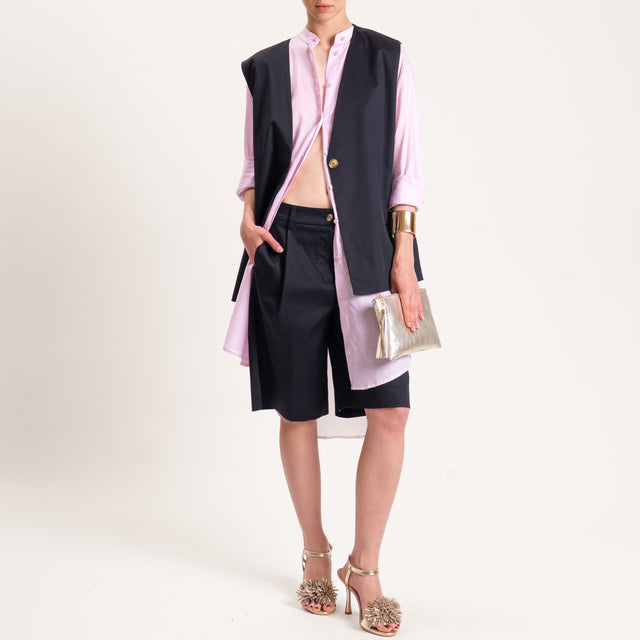 Tensione in-Gilet un bottone oversize cotone elasticizzato - nero