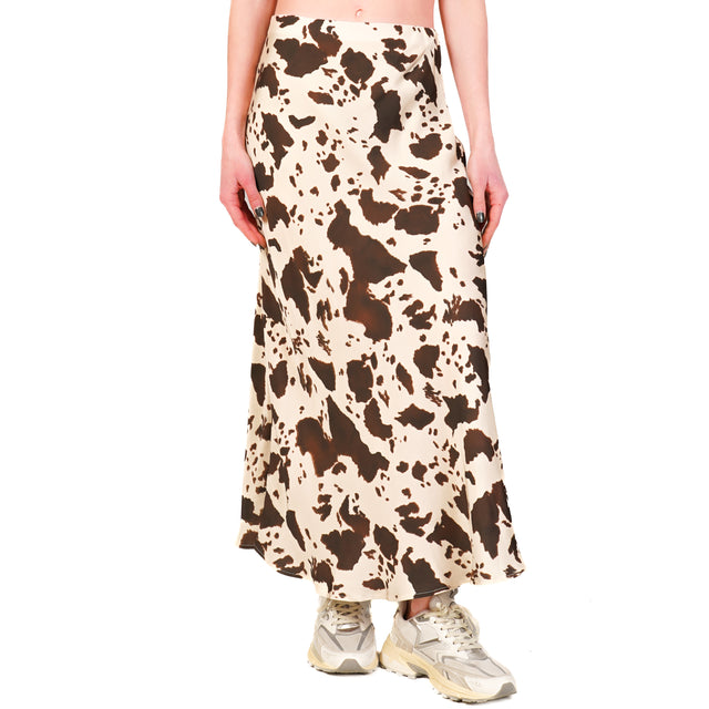 Tensione in-Gonna satin cow print - beige/moro