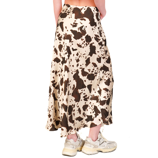 Tensione in-Gonna satin cow print - beige/moro
