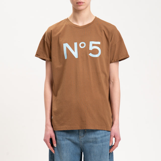 Tensione in-T-shirt n5 - cuoio/celeste