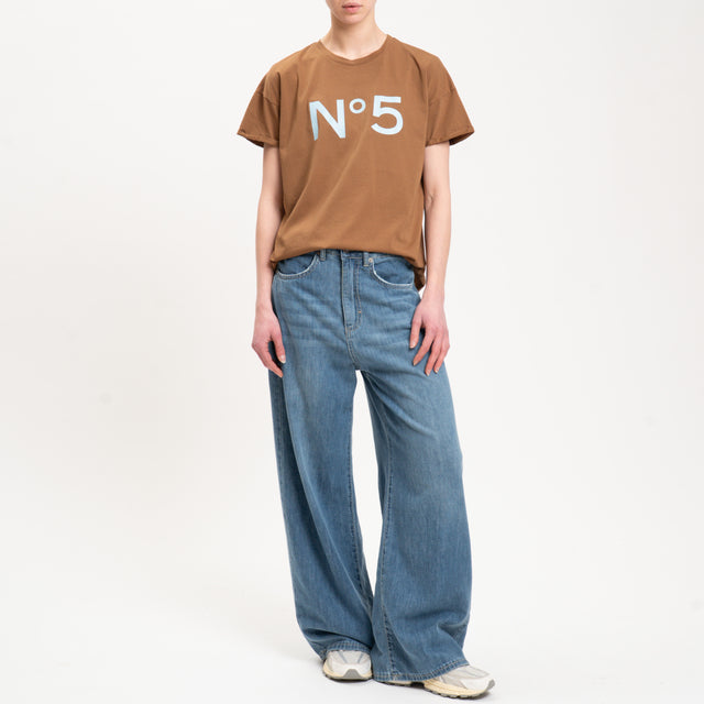 Tensione in-T-shirt n5 - cuoio/celeste