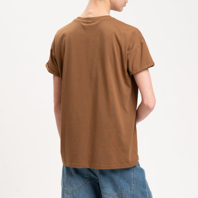 Tensione in-T-shirt n5 - cuoio/rosa