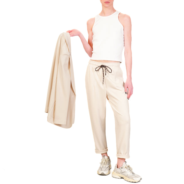 Tensione in-Pantalone punto milano con coulisse - burro