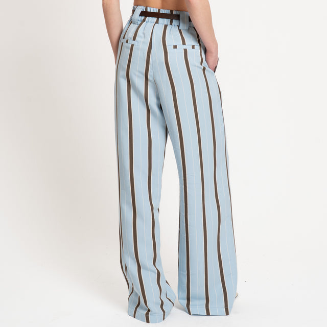 Tensione in-Pantalone palazzo a righe - celeste/moro