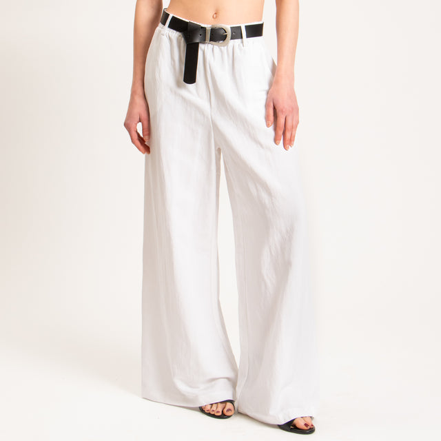 Tensione in-Pantalone wide leg misto lino - bianco