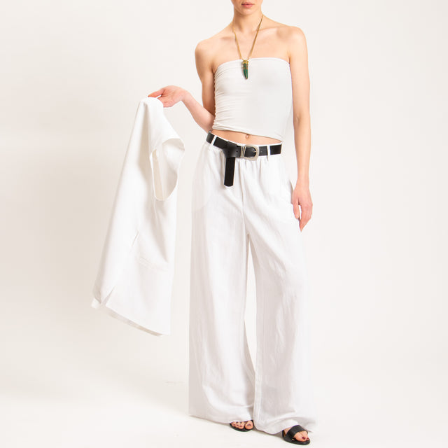 Tensione in-Pantalone wide leg misto lino - bianco