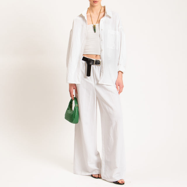 Tensione in-Pantalone wide leg misto lino - bianco