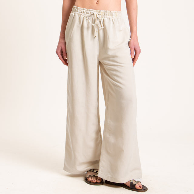 Tensione in-Pantalone misto lino wide leg - gesso