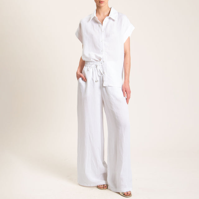 Tensione in-Camicia smanicata misto lino - bianco