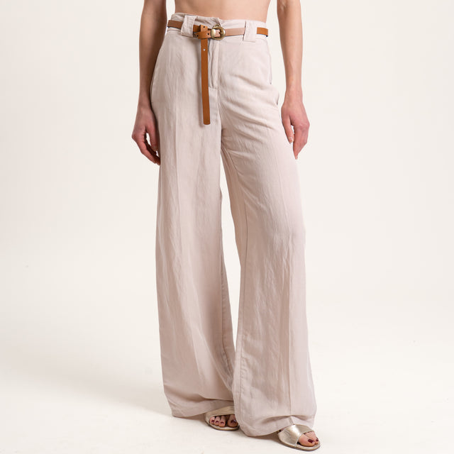 Tensione in-Pantalone misto lino elastico dietro - beige