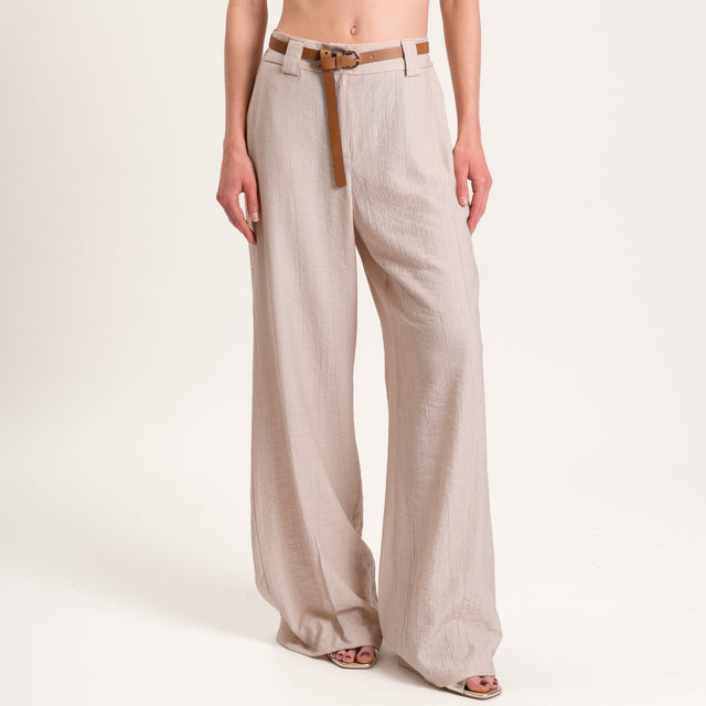 Tensione in-Pantalone viscosa goffrato elastico dietro - sabbia
